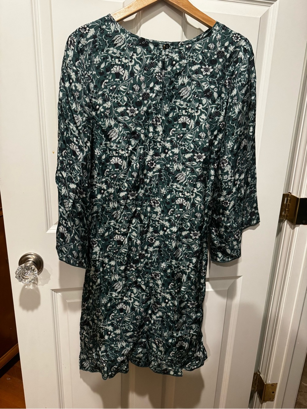 Sundance Dark Teal Floral Long Sleeve Shift Dress